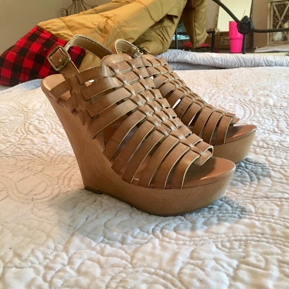 Brown Leather Wedges